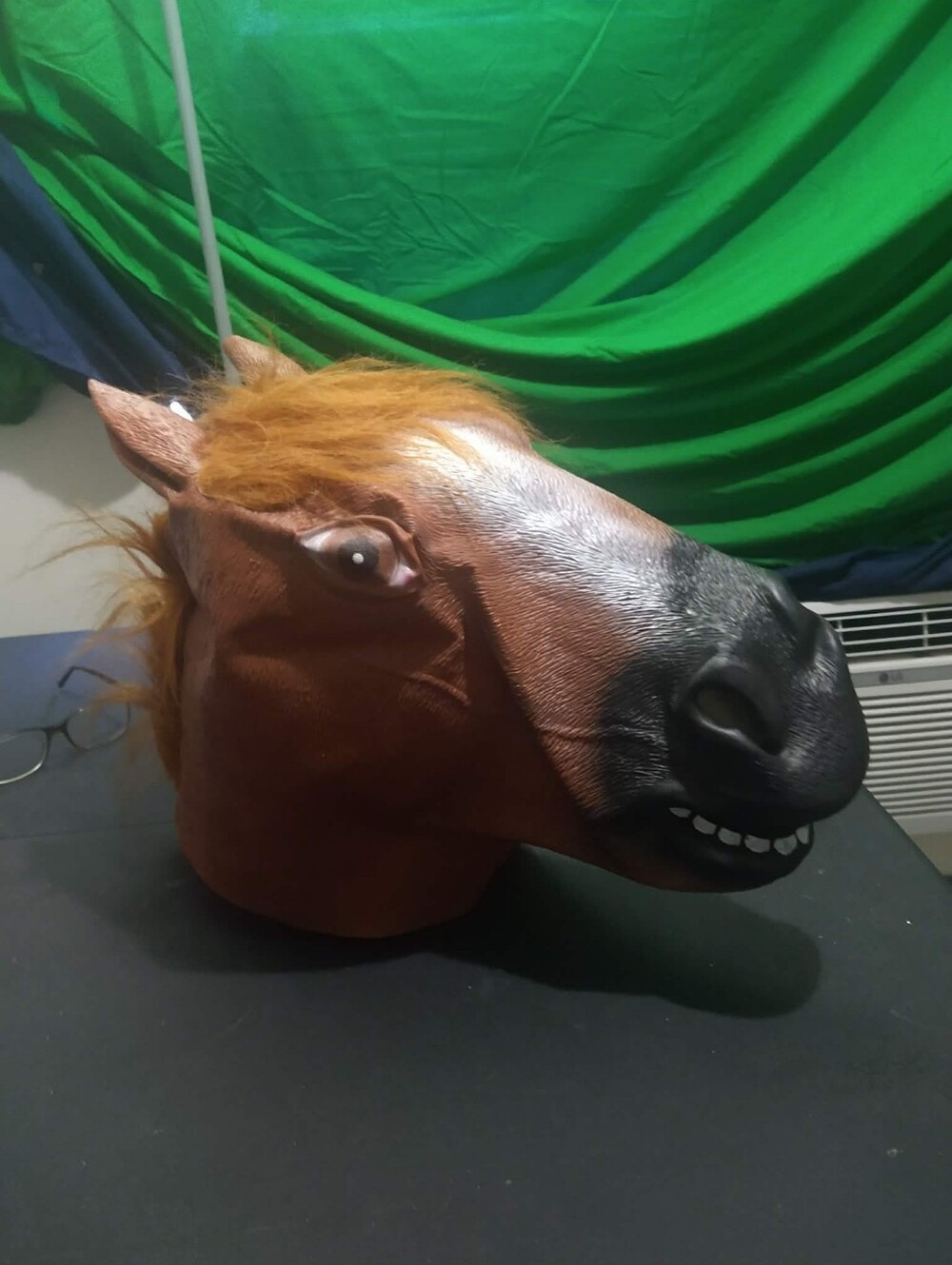Realistic Brown Horse Head Latex Mask Full Head Costume Prop Mane